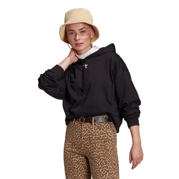 NWT ADIDAS ORIGINALS CROPPED HOODIE BLACK SZ M - Picture 1 of 4